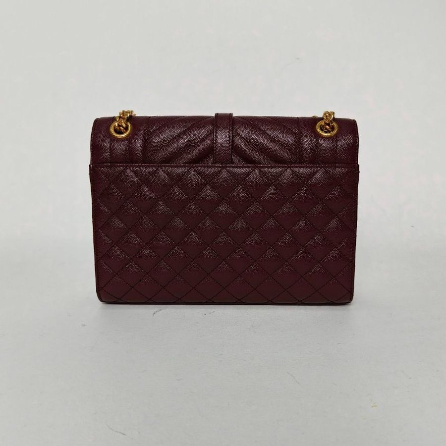 SAINT LAURENT Envelope絎縫紋理信封包中號酒紅色牛皮金扣肩背包-2