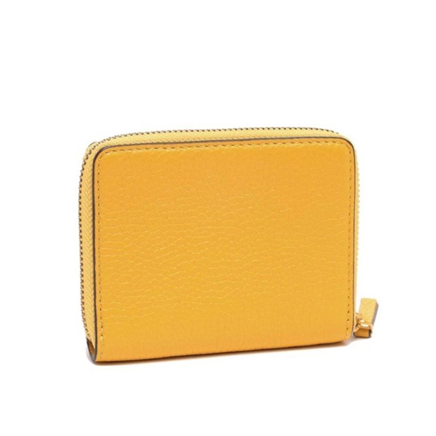 【TORY BURCH】雙T-LOGO素面拉鍊短夾-黃色-1
