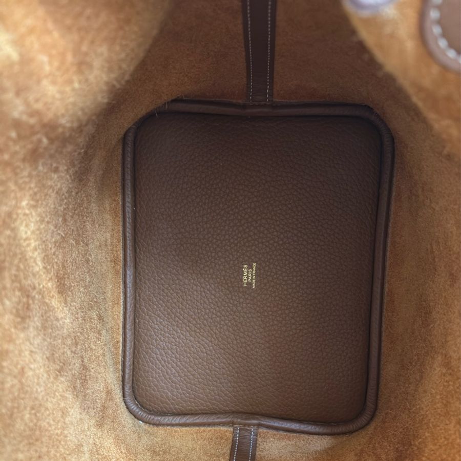 HERMES TC PICOTIN 22 37金棕色 U刻 金釦 TC皮 手提包 水桶包 菜籃包 菜籃子-31