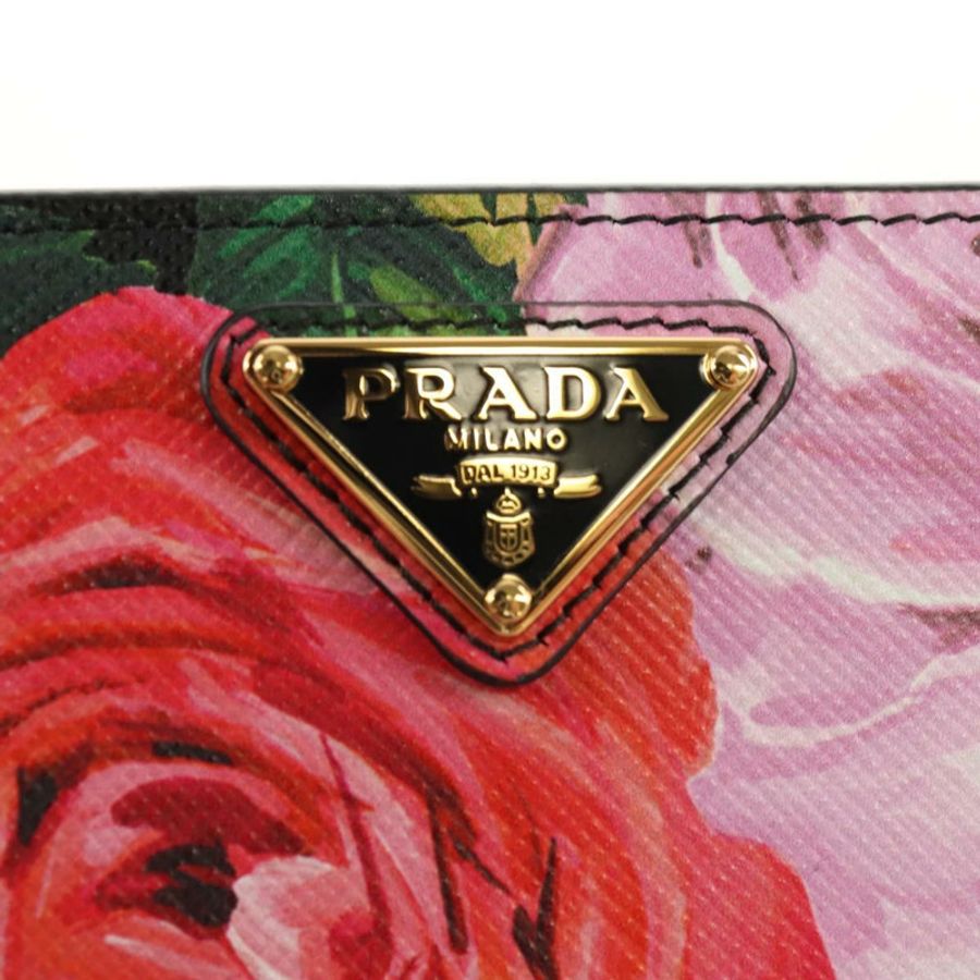 【日本直送】PRADA 粉紅真皮雙折皮夾 正品 136570V-11