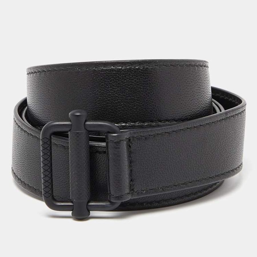 Bottega Veneta 黑色 細扣 金屬 皮帶 腰帶-0