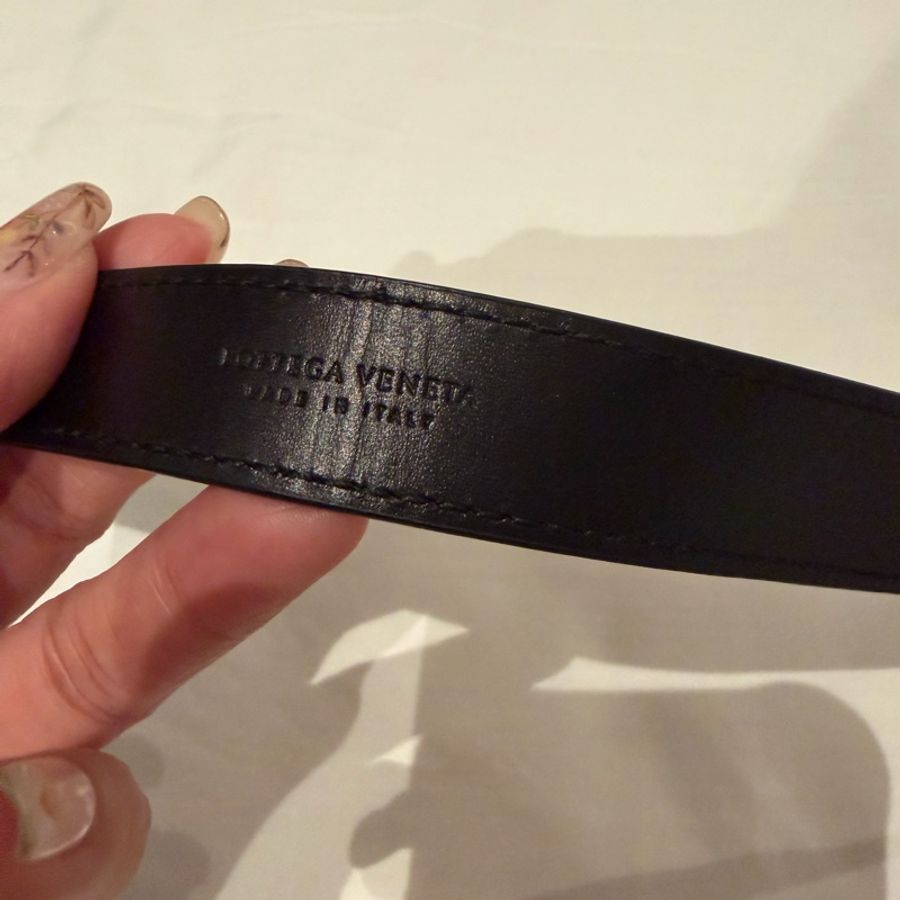 Bottega Veneta 黑色 細扣 金屬 皮帶 腰帶-8