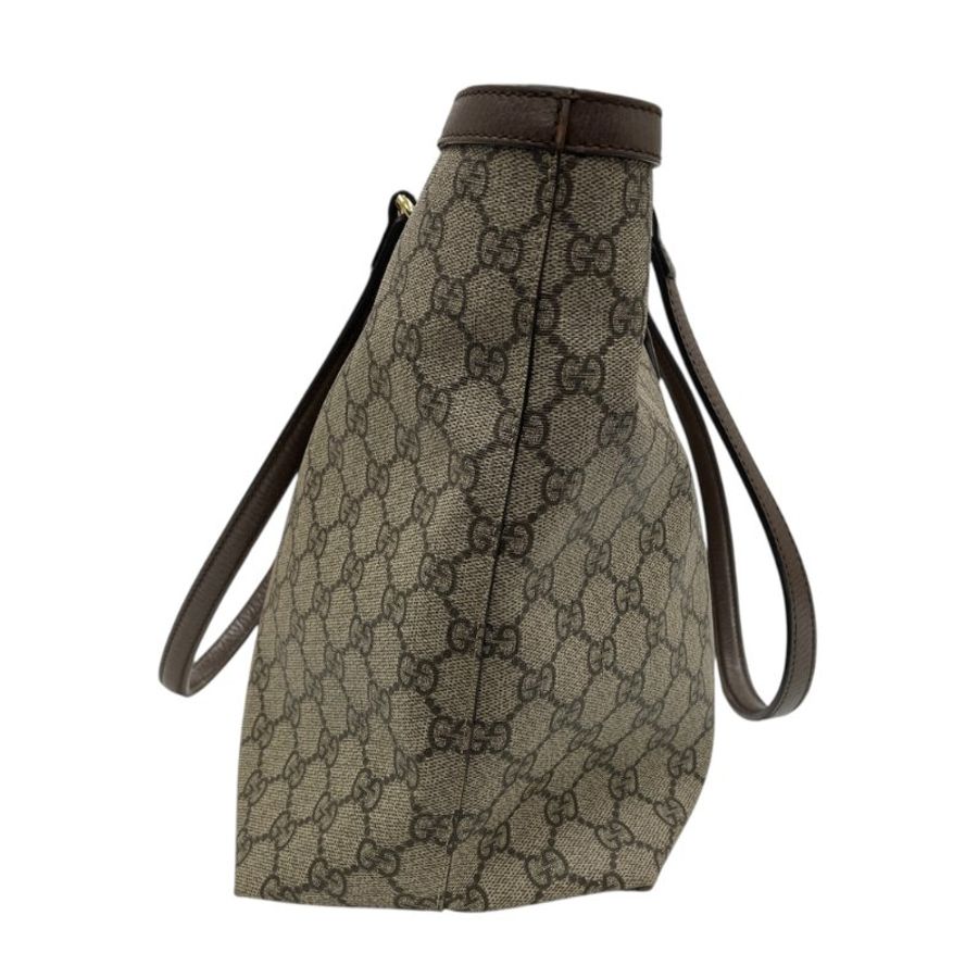 GUCCI 古馳 631685 GG CANVAS TOTE BAG 帆布老花托特包 棕色 金釦-3