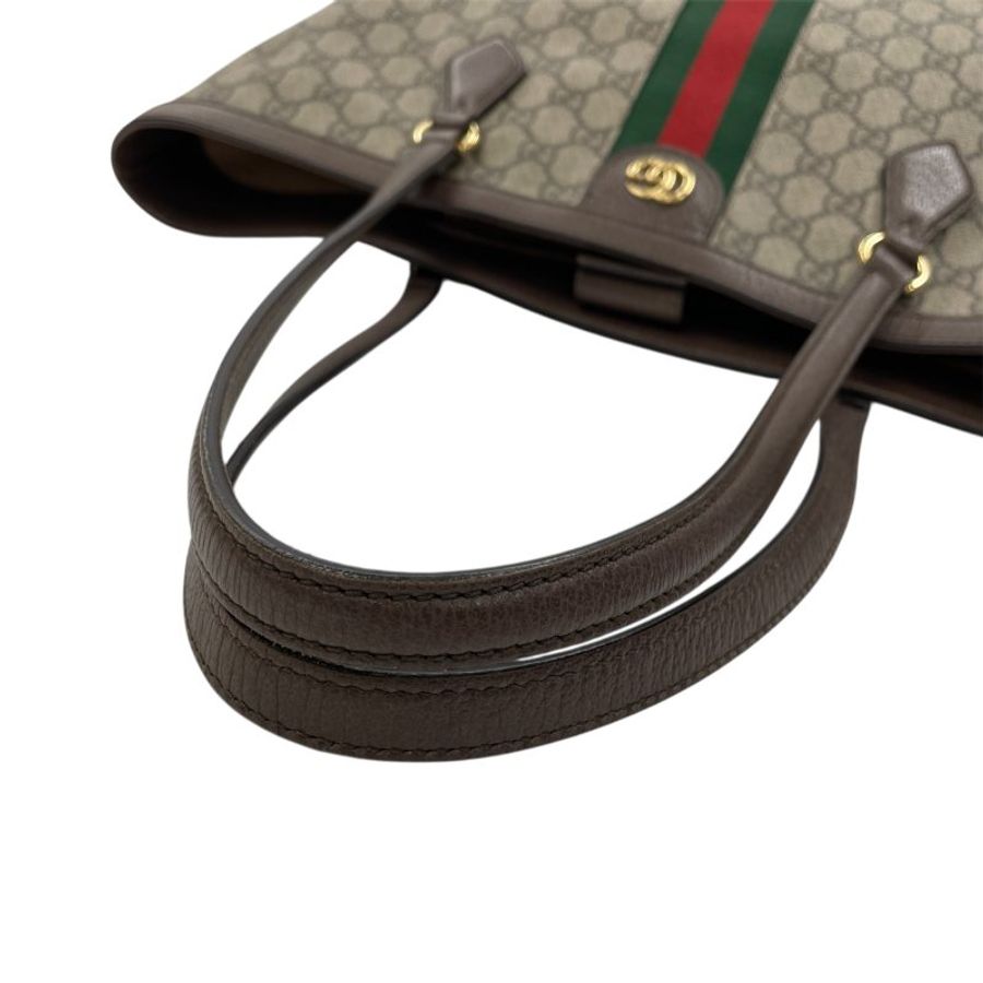 GUCCI 古馳 631685 GG CANVAS TOTE BAG 帆布老花托特包 棕色 金釦-9