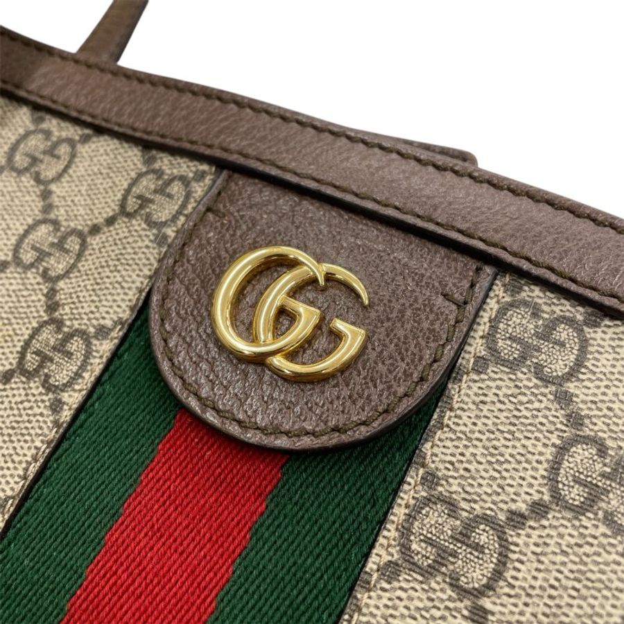 GUCCI 古馳 631685 GG CANVAS TOTE BAG 帆布老花托特包 棕色 金釦-10