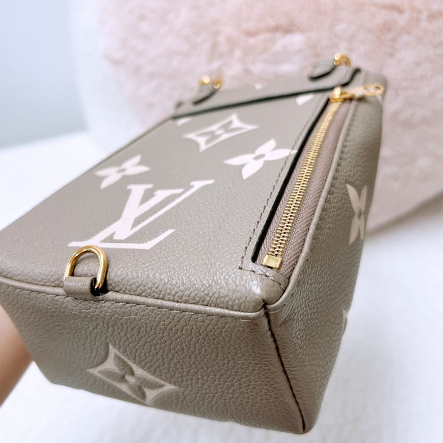 Lv tiny 灰米拼色迷你背包 單肩兩用-8
