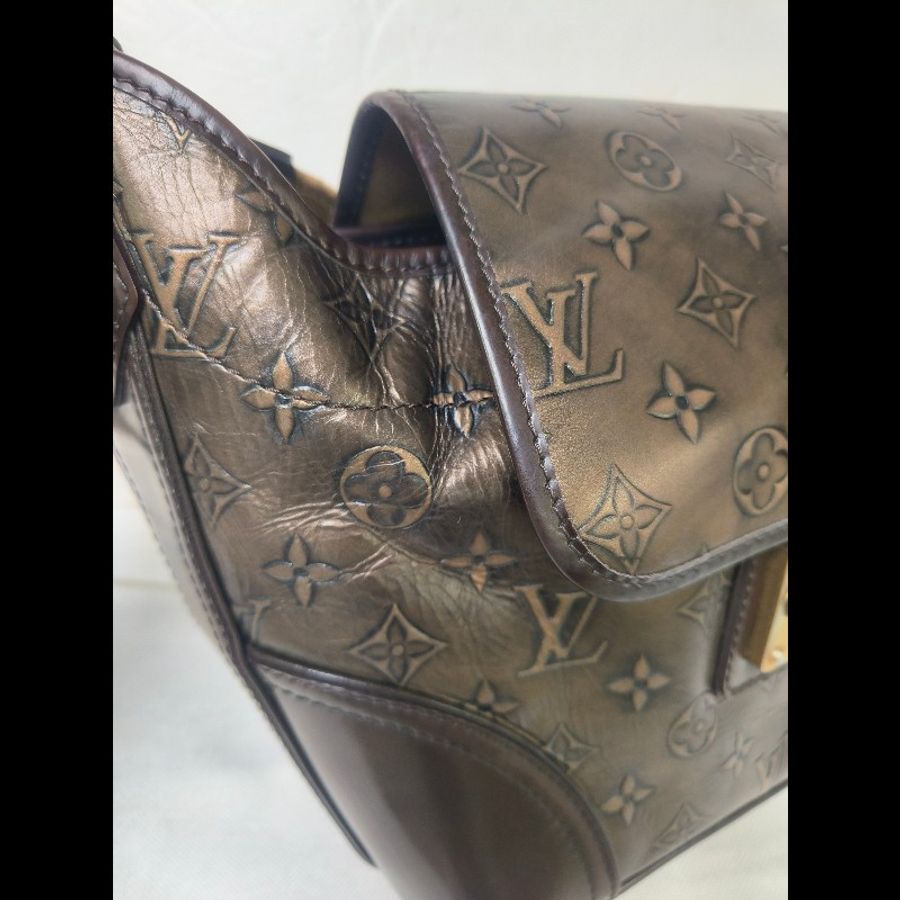 🌺初夏購物🌺快閃一週甜價至6/30‼️㊣✨Louis Vuitton✨路易威登 LV  稀有 古銅 壓紋 老花 壓釦 單肩背 肩背包/二手精品/二手包/保證正品🌳二手樹屋🌳-20