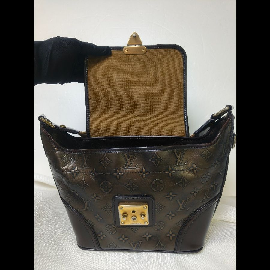 🌺初夏購物🌺快閃一週甜價至6/30‼️㊣✨Louis Vuitton✨路易威登 LV  稀有 古銅 壓紋 老花 壓釦 單肩背 肩背包/二手精品/二手包/保證正品🌳二手樹屋🌳-36