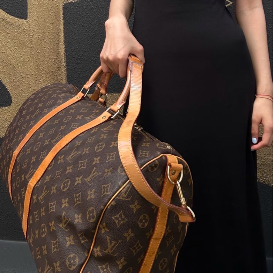🌷Louis Vuitton Keepall55行李袋.旅行包|經典花紋✦fufu style 精品✦ 氣質款|-0