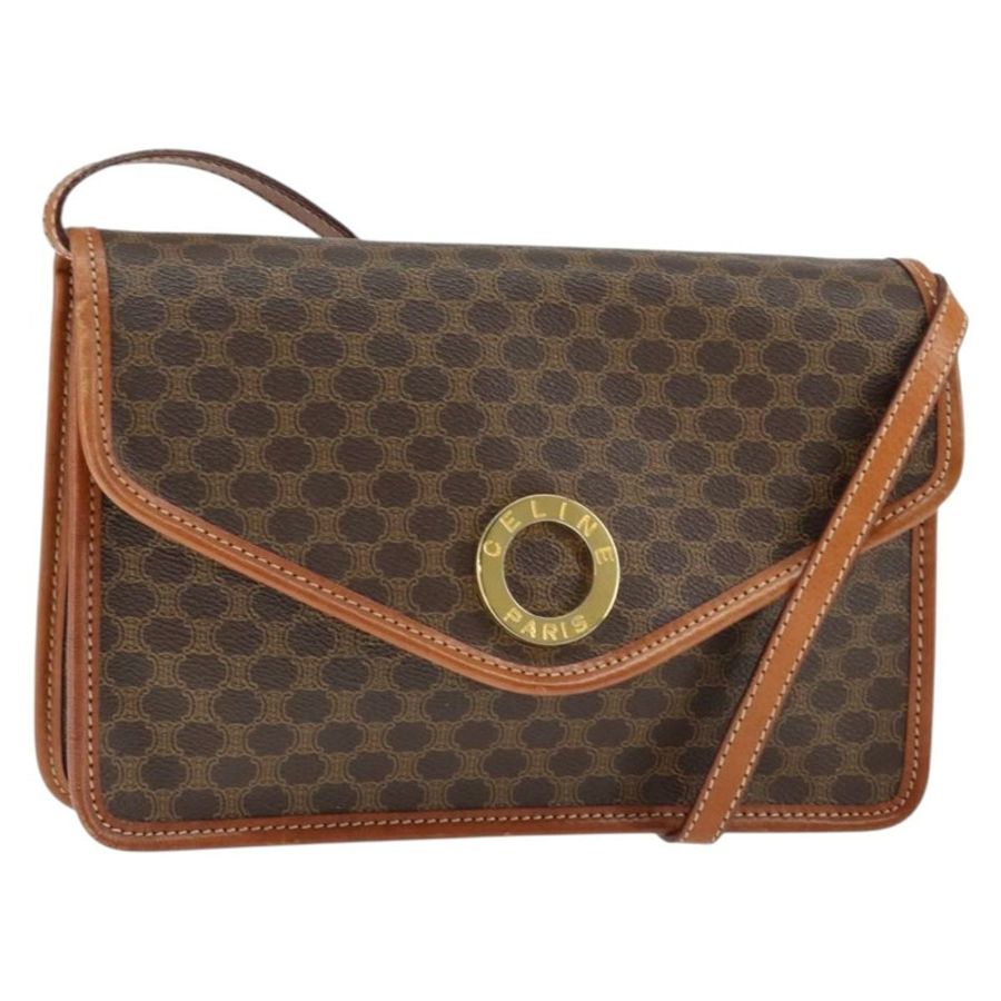 【日本直送】CELINE Macadam帆布圓形單肩包 PVC皮革 棕色 金色 正品 149156-0