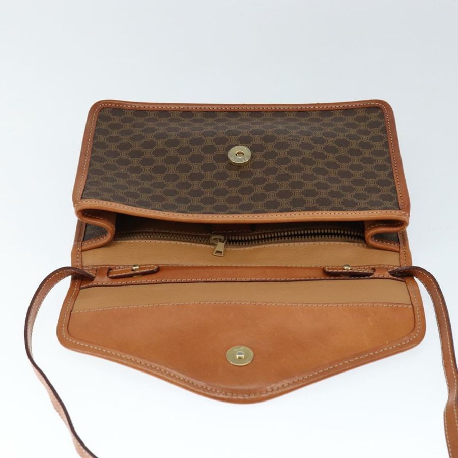【日本直送】CELINE Macadam帆布圓形單肩包 PVC皮革 棕色 金色 正品 149156-8