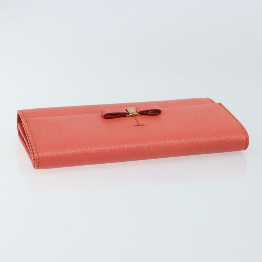 【日本直送】Salvatore Ferragamo Vala 長款皮夾 皮革 橘色 金色 正品 BA7289V-4