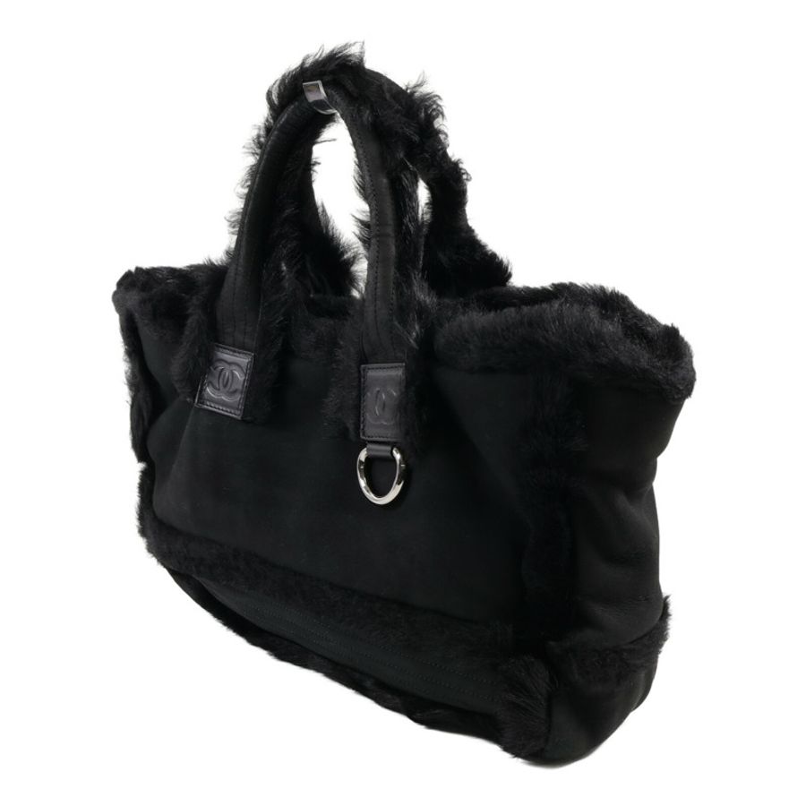 CHANEL 【激減優惠】羊皮/羊毛Tote Bag銀扣手挽袋-2