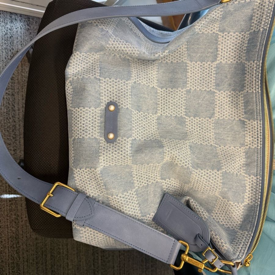 LOUIS VUITTON Vagabond Hobo 單肩包 N00202 牛仔布皮革藍色二手男款-2