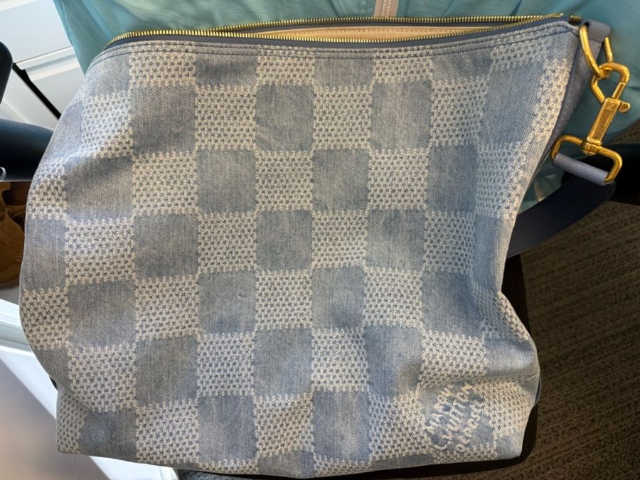 LOUIS VUITTON Vagabond Hobo 單肩包 N00202 牛仔布皮革藍色二手男款-3