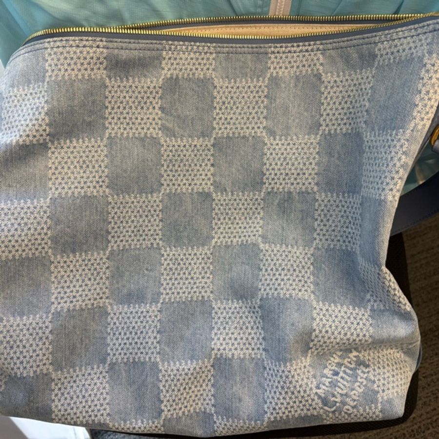 LOUIS VUITTON Vagabond Hobo 單肩包 N00202 牛仔布皮革藍色二手男款-7
