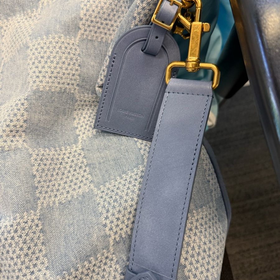 LOUIS VUITTON Vagabond Hobo 單肩包 N00202 牛仔布皮革藍色二手男款-10