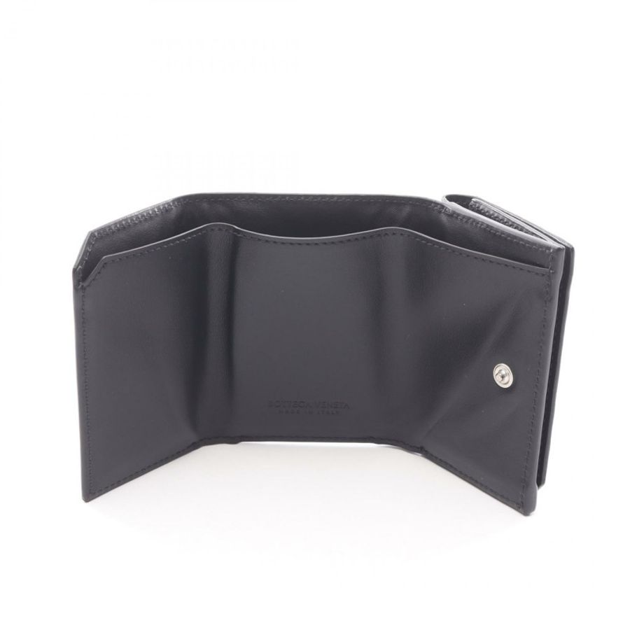 BOTTEGA VENETA Intrecciato 三折皮夾,黑色真皮,二手,女士款-2