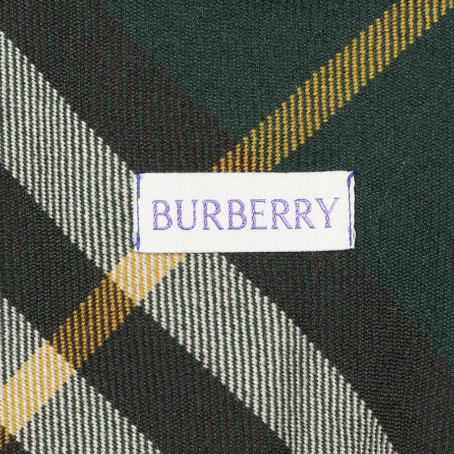 BURBERRY 褶襉格紋羊毛半身裙 綠色 二手 女款 #UK4-2