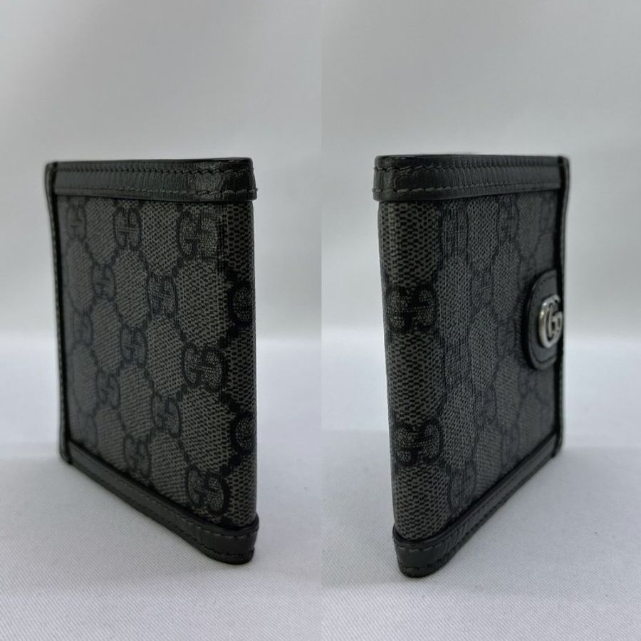GUCCI 黑灰老花二摺短夾-2