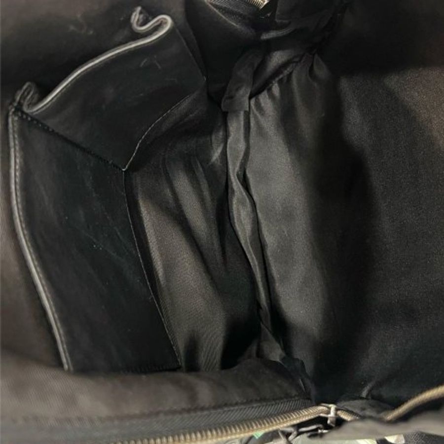 東區正精品㊣GIVENCHY LOGO 黑色尼龍拚皮革前口袋豹紋帆布後背包 RZ5965-3