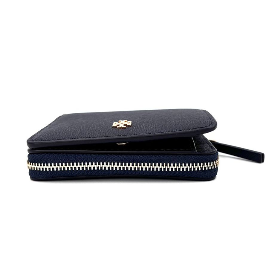 【TORY BURCH】二折拉鍊防刮短夾-深藍色-3