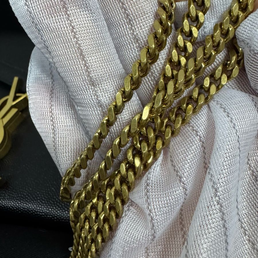 YSL /聖羅蘭 黑金魚子醬爆款 郵差包黑金信封包-2