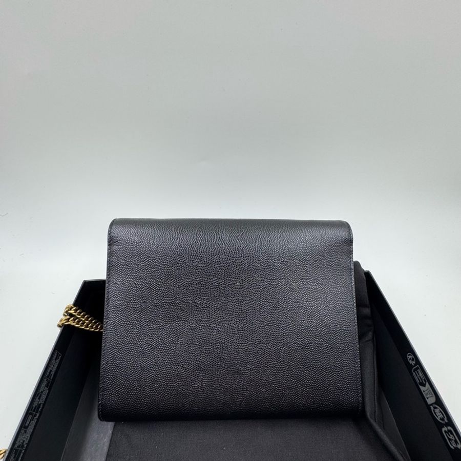 YSL /聖羅蘭 黑金魚子醬爆款 郵差包黑金信封包-6