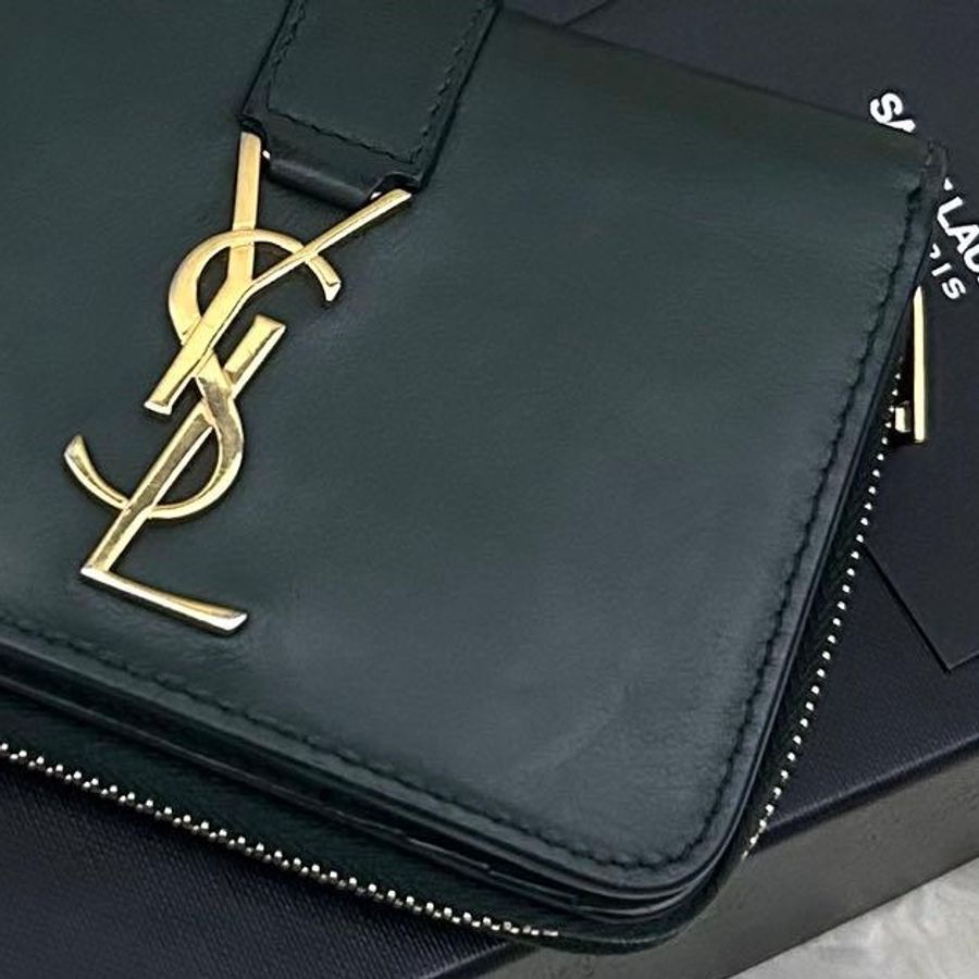 🌷YSL 稀有墨綠色錢包短夾 |經典花紋✦fufu style 精品✦ 氣質款|-6