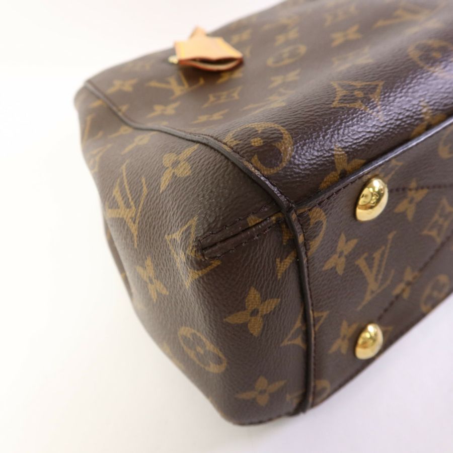 LOUIS VUITTON Monogram Montaigne BB金扣手挽肩背兩用袋棕色-13