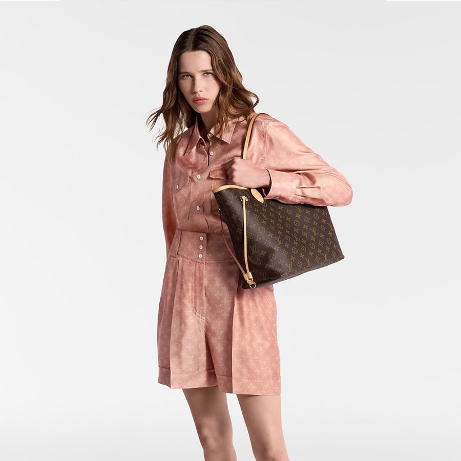 LV 經典老花NeverFull MM Size 手提單肩包-1