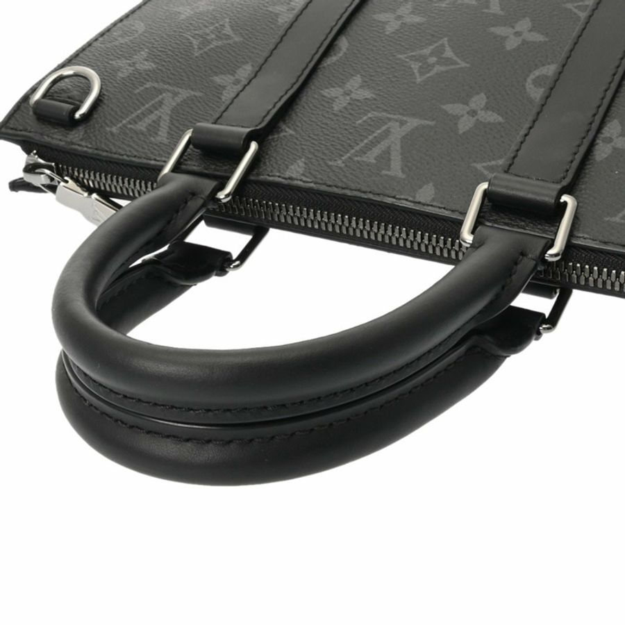 路易威登 Monogram Eclipse Sac Plat Cross(舊款)男士雙用手提包,黑色/灰色(M46098)。帆布手提包。-3