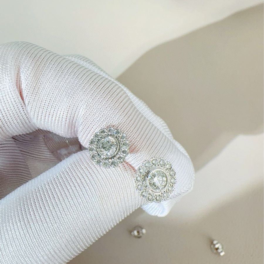 Tiffany蒂芙尼 Enchant Flower系列 PT950铂金满钻花朵耳钉-3