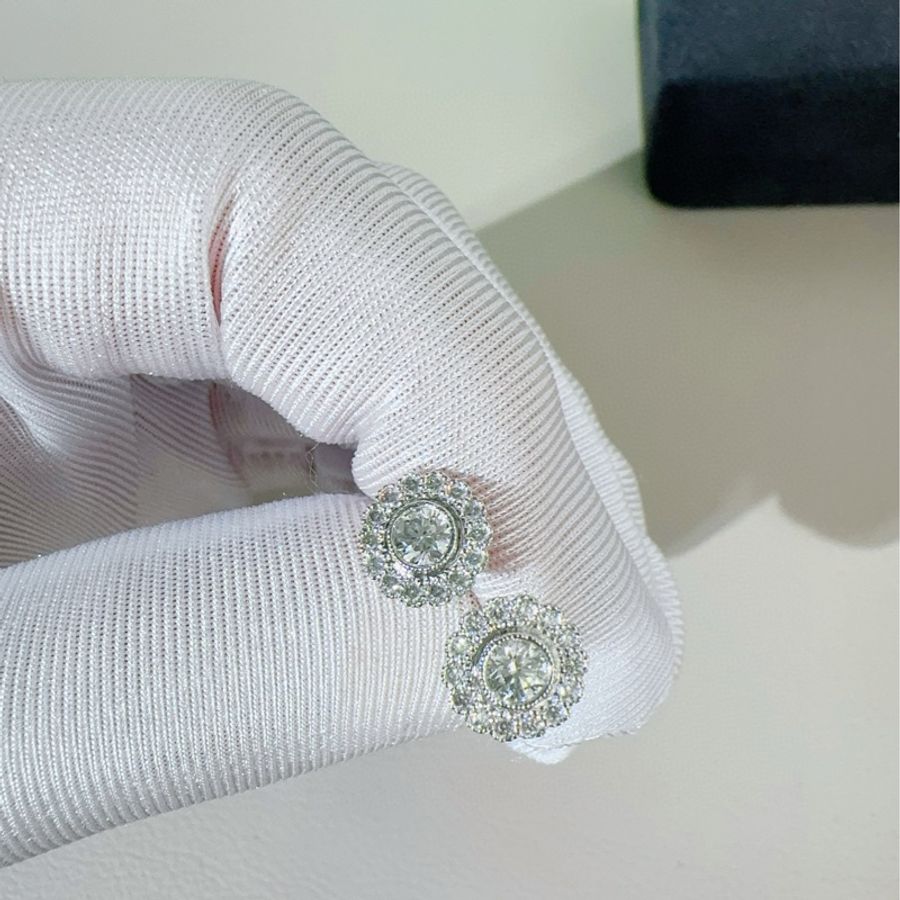 Tiffany蒂芙尼 Enchant Flower系列 PT950铂金满钻花朵耳钉-4