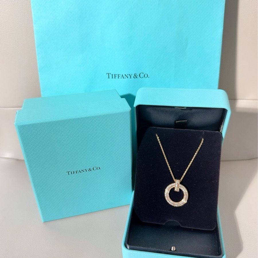 Tiffany蒂芙尼 T系列 T1 18K玫瑰金满钻圈形项链-0