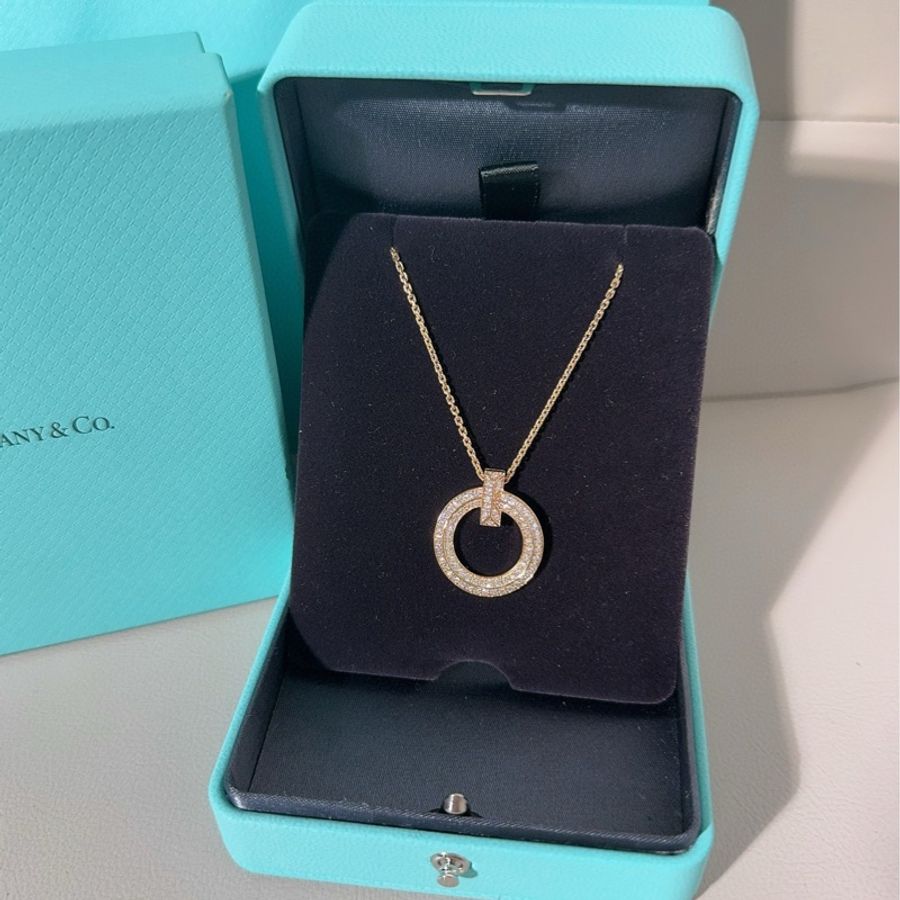 Tiffany蒂芙尼 T系列 T1 18K玫瑰金满钻圈形项链-1