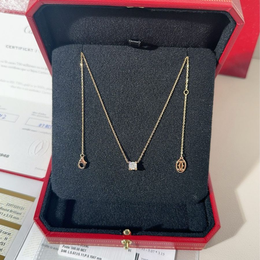 Cartier卡地亚 C DE CARTIER 玫瑰金单钻牛头石项链-3