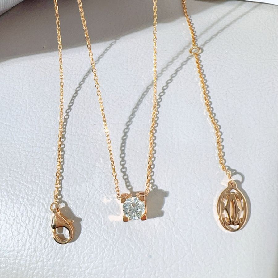 Cartier卡地亚 C DE CARTIER 玫瑰金单钻牛头石项链-5