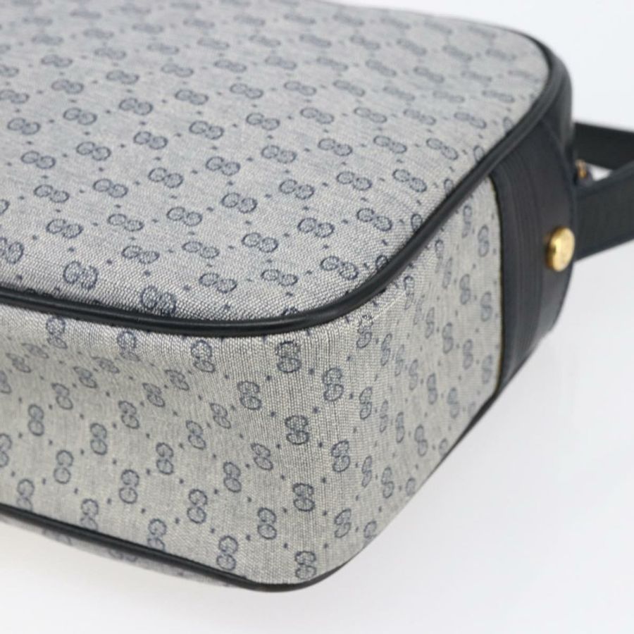 【日本直送】GUCCI Micro GG帆布單肩包 PVC皮革 海軍藍 金色 正品 BA7238-15