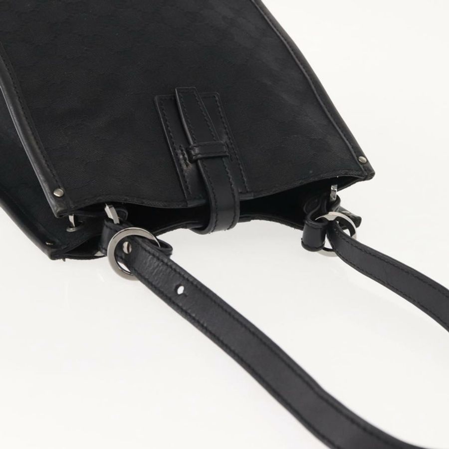 【日本直送】GUCCI GG帆布肩背包 黑色 銀色 110292 正品 148815-5