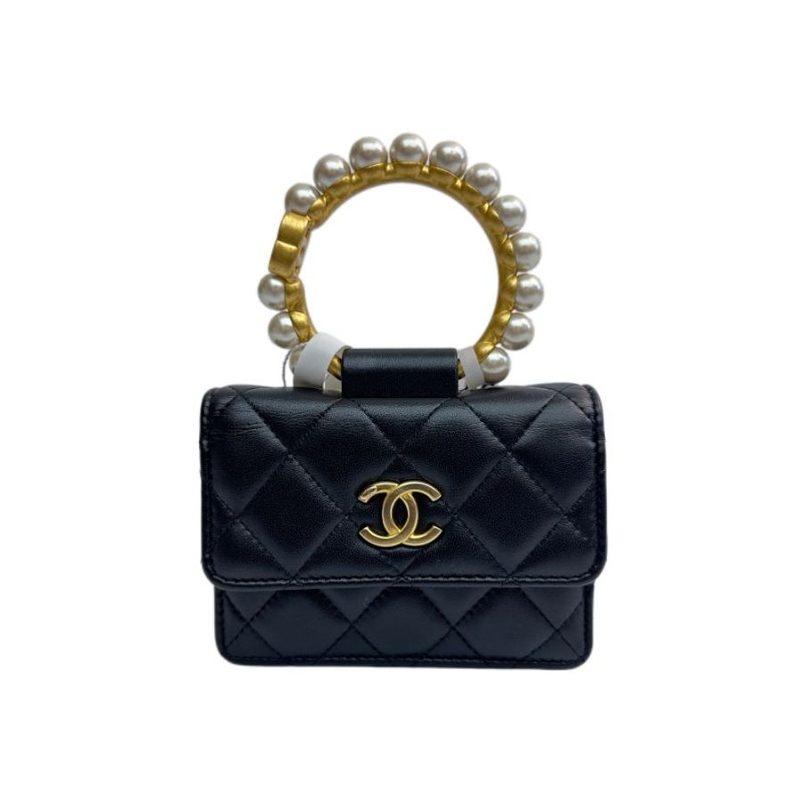 Chanel 香奈兒 珍珠手柄 小號經典羊皮方形斜背包-0