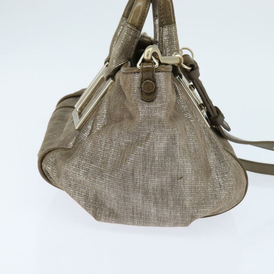【日本直送】Chloe Etel 手提包 皮革 兩用 米色 金色 正品 gh1152-3