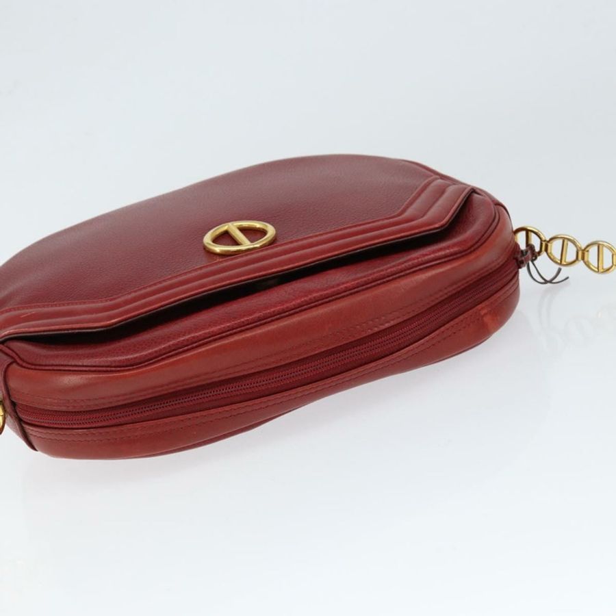 【日本直送】Christian Dior 紅色金色皮革肩背包,正品編號 149151-5