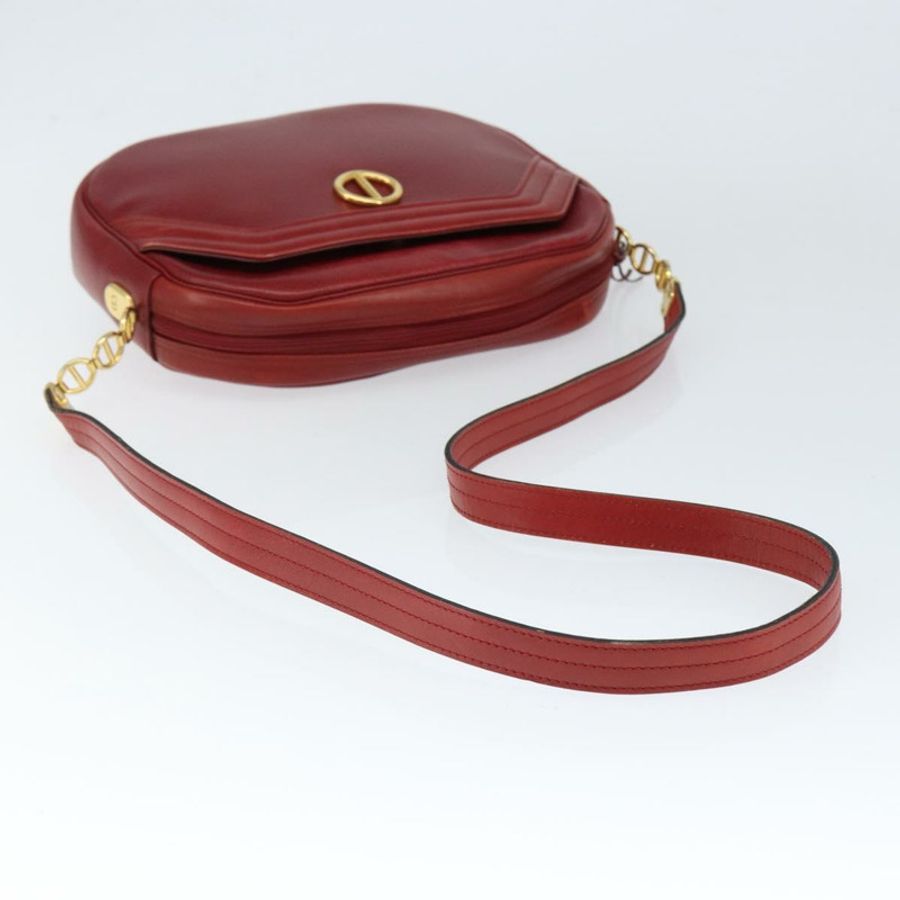 【日本直送】Christian Dior 紅色金色皮革肩背包,正品編號 149151-6