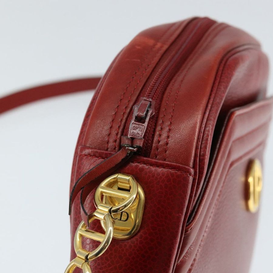 【日本直送】Christian Dior 紅色金色皮革肩背包,正品編號 149151-9
