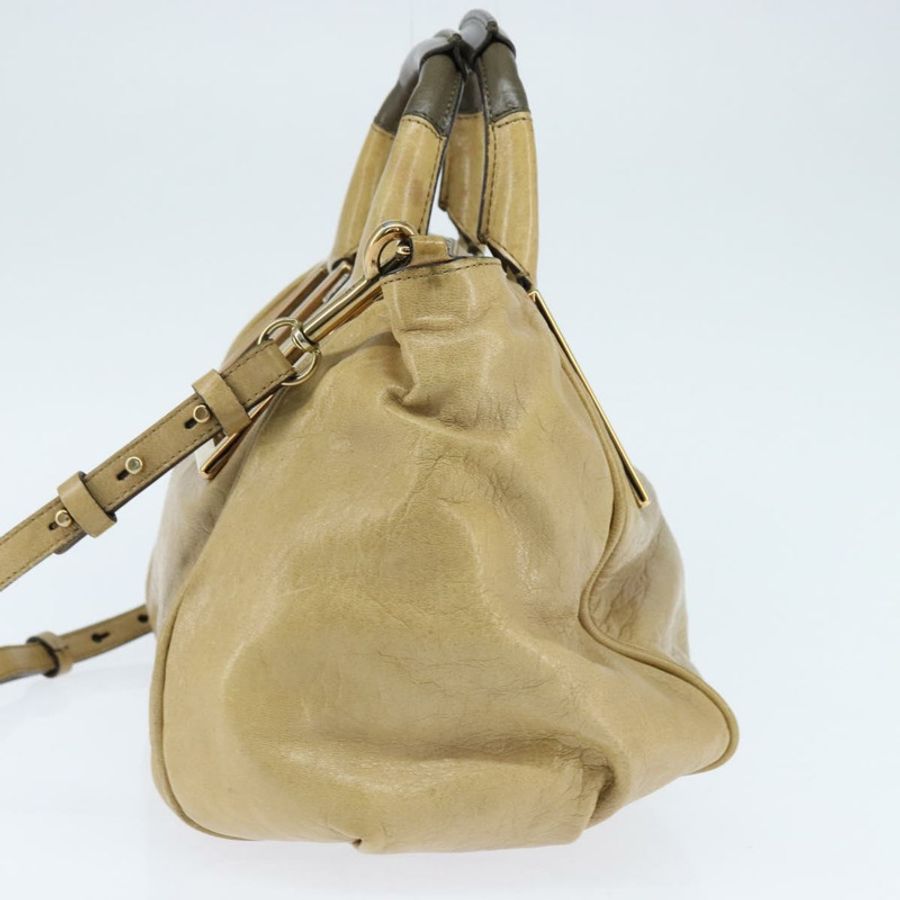 【日本直送】Chloe Etel 手提包 皮革 兩用 米色 金色 正品 BA7364-2