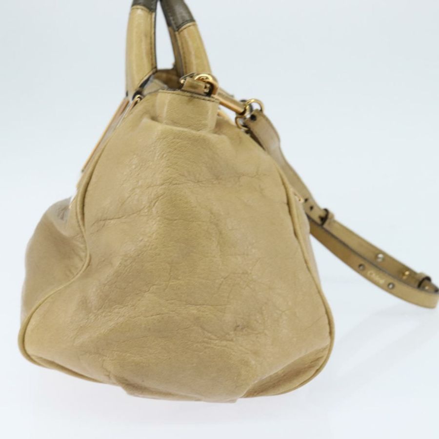 【日本直送】Chloe Etel 手提包 皮革 兩用 米色 金色 正品 BA7364-3