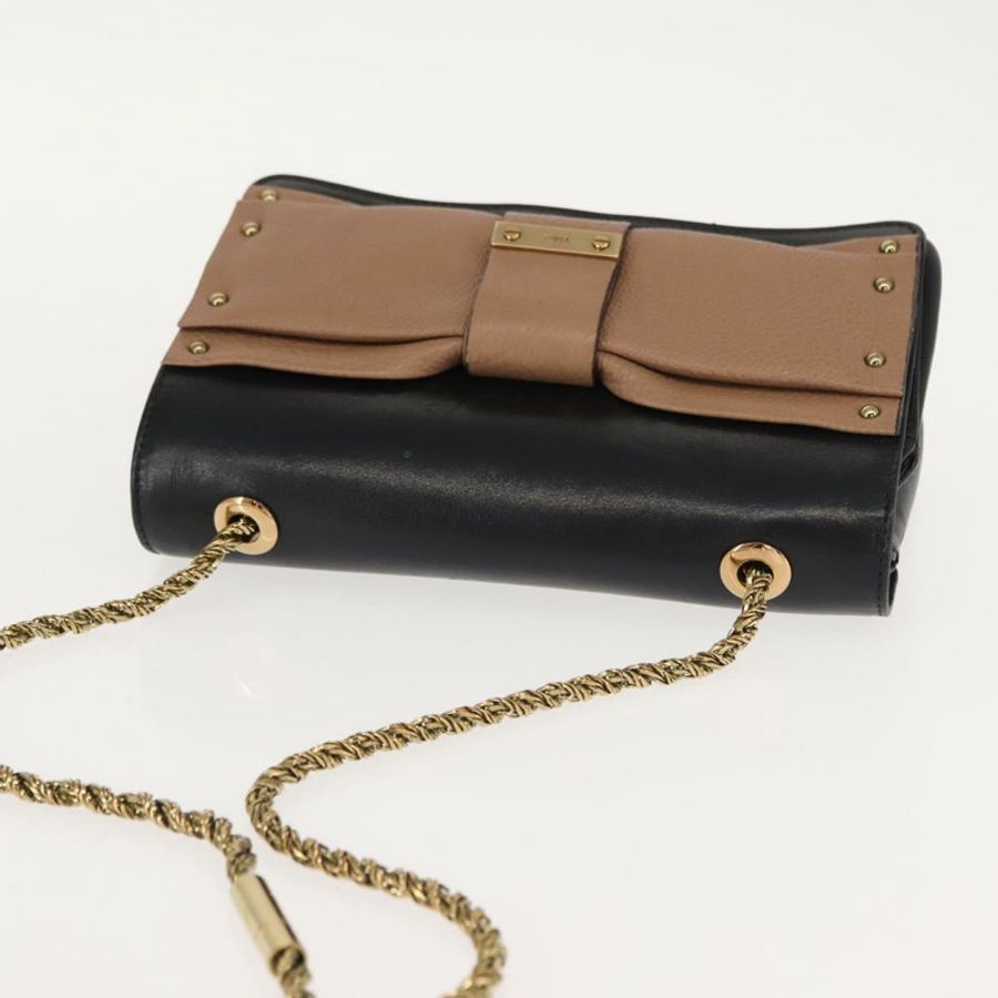 【日本直送】Chloe 鏈條單肩包 皮革 黑色 金色 正品 149333-5