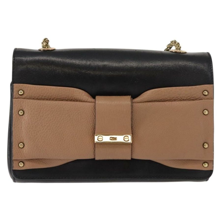 【日本直送】Chloe 鏈條單肩包 皮革 黑色 金色 正品 149333-12
