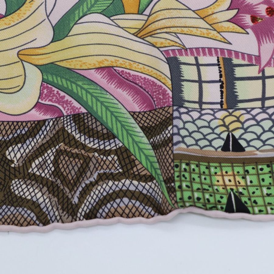 【閒置品♥️有盒子】Hermès 愛馬仕 La Marche du Zambeze 贊比西河的慶典 淡粉色 大方絲巾 90cm-6